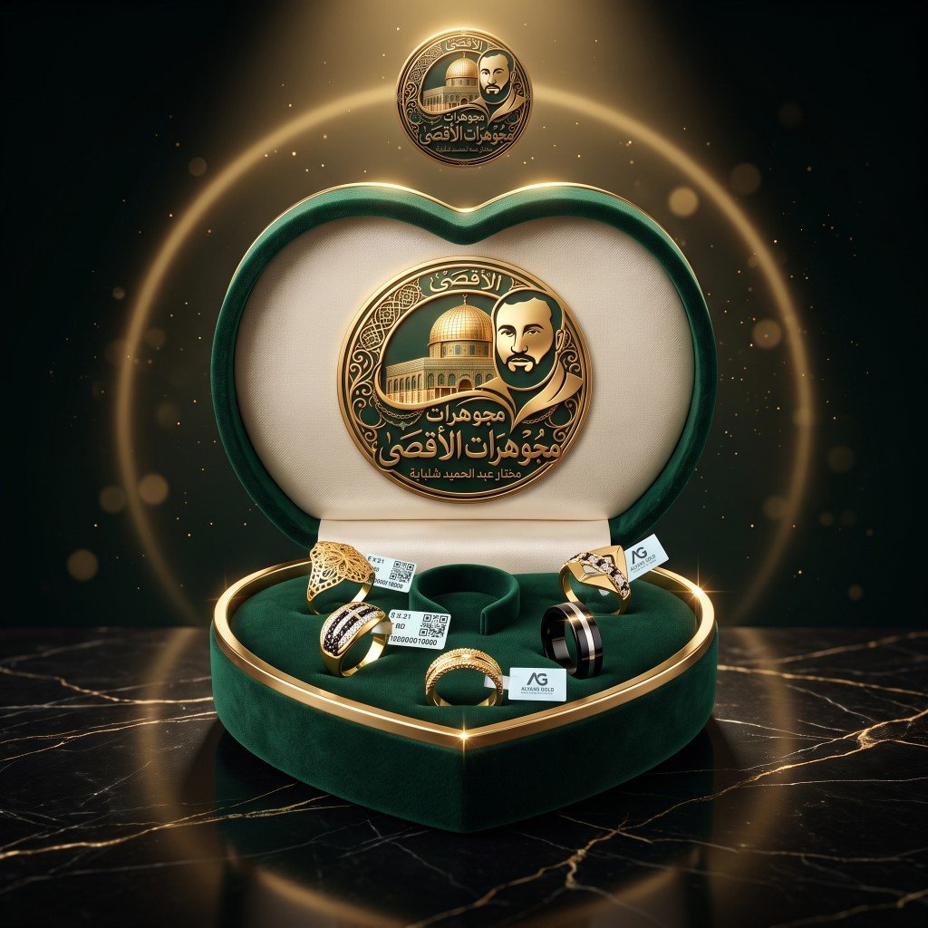 طقم خواتم علبة قلب